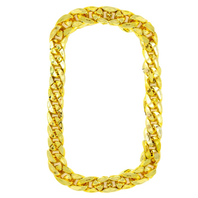 Skeleteen Rapper Gold Chain Accessory - 90s Hip Hop Fake Gold Costume Necklace - 1 Piece For Children - Image 1